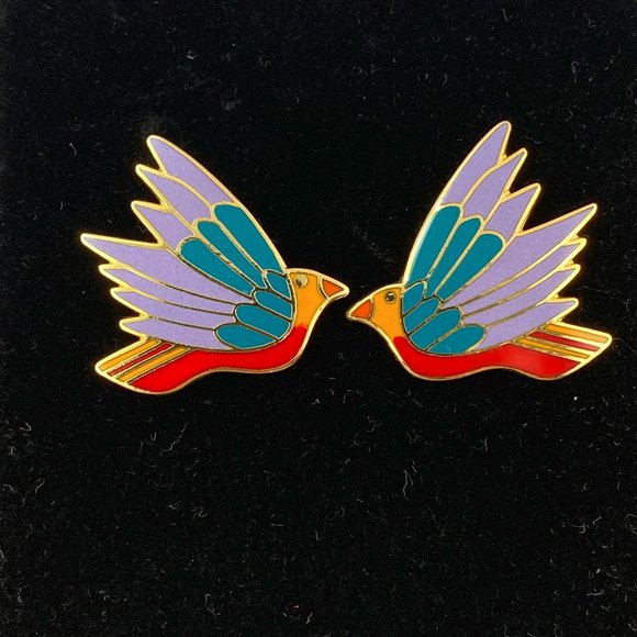 Vintage LAUREL BURCH Earrings Celeste Birds Post Earrings - Picture 2 of 4